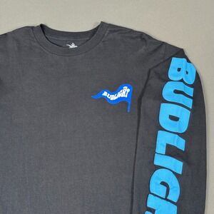 Bud Light Long Sleeve Shirt Blue 100% Cotton Medium Beer Graphic Tee